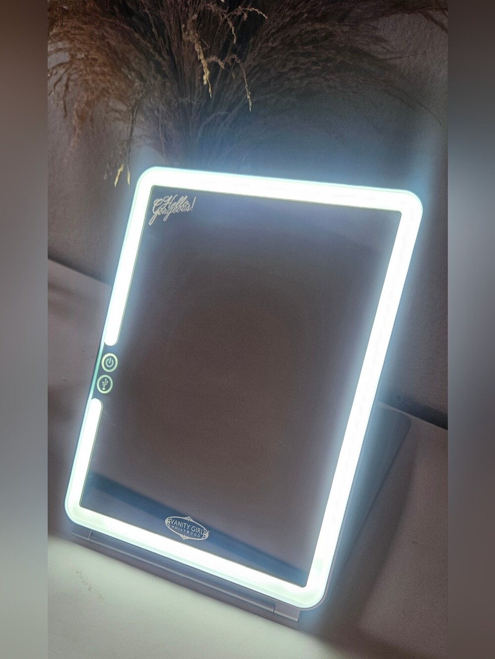 LED Touch Screen Makeup Travel Mirror w/Lights - Vanity Girl Hollywood by Maxine